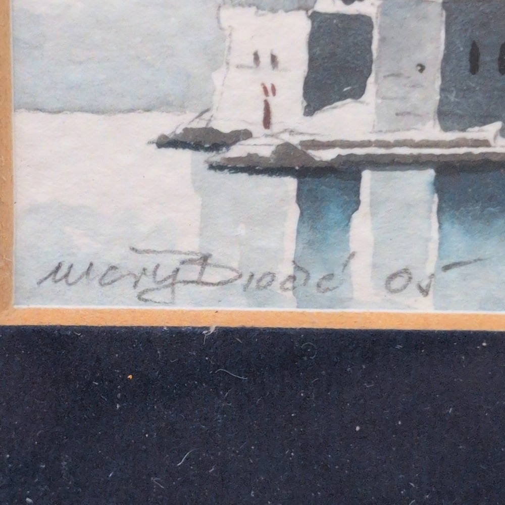Mery Ortolio-Biocic Original Miniature Watercolor Coastal Fortress Painting 2005 - Picture 4 of 9